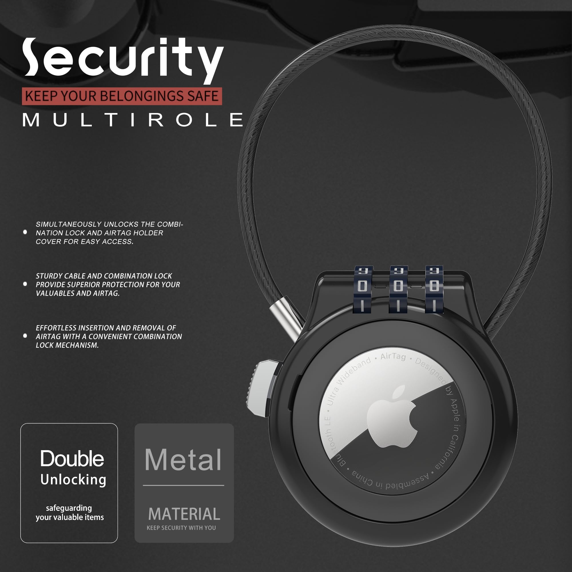 Amazon.co.jp: UP Security AirTag セキュアホルダー ワイヤーケーブル